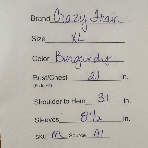 Crazy Train Burgundy V Neck Tunic Tribal Pocket Top XL Boho Fall - Picture 9 of 9